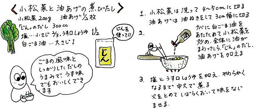 小松菜と油揚げの煮たし