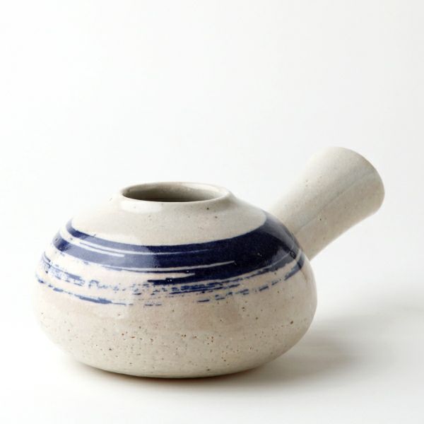 焙烙（ほうろく）白×紺はけ目